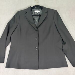 Kasper Separates Black Suit Jacket Blazer 3 Button Sz 18-Wardrobe Staple/Career